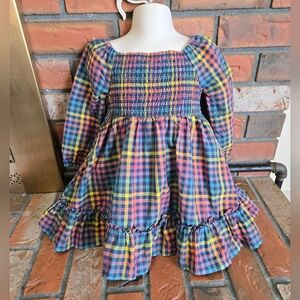 RuffleButts Harvest Rainbow Ginham Dress